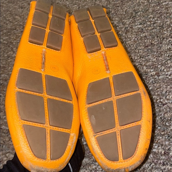 Womens Tory Burch Orange Stamped Leather Driving Loafer Flats - Picture 6 of 10